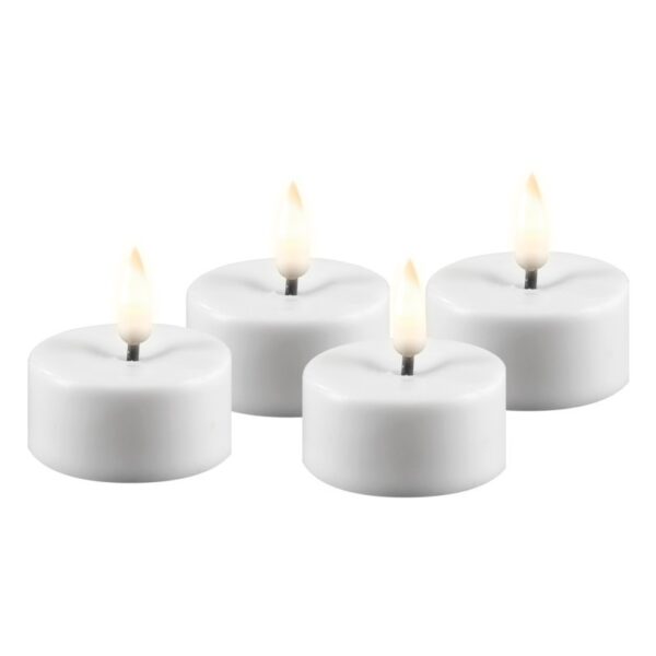 DeluxeHomeart LED-Teelichter Weiss, Mini - Packung mit 4 Stück